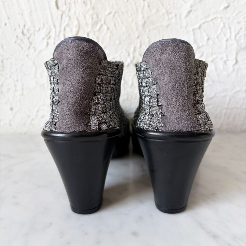 Corkys Woven Stretch Heeled Booties Women's HOT 7 Metallic Grey Slip On - Picture 5 of 8